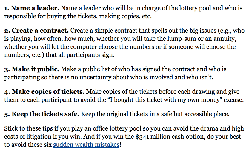 rules for lottery pools