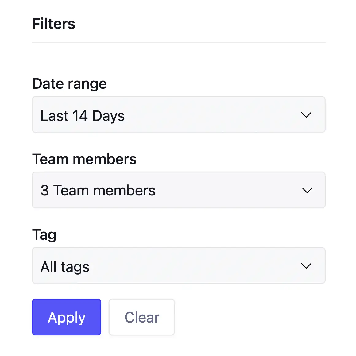 the Insights filters in Steady